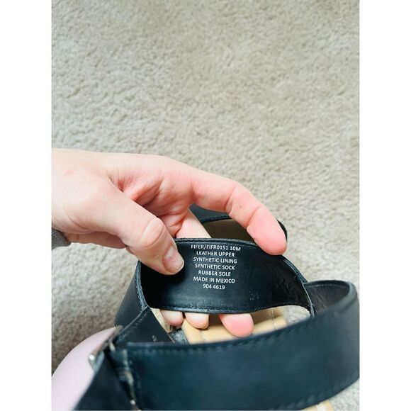 Steve Madden Espadrille Wedge Leather Black Sandals sz 10M - Picture 9 of 12